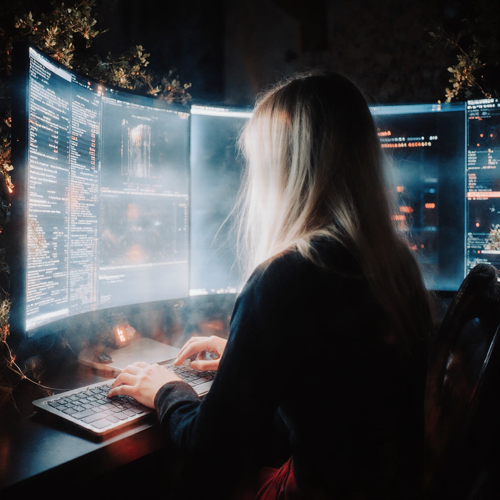 A website development agency employee is working on a client's website